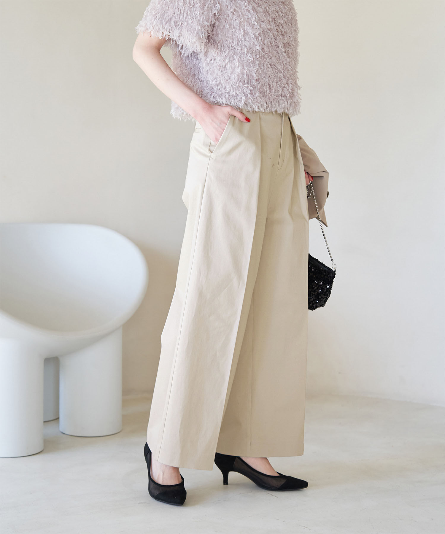 Rope&rsquo;Picnic「防汚加工/タックワイドパンツ」|その他|