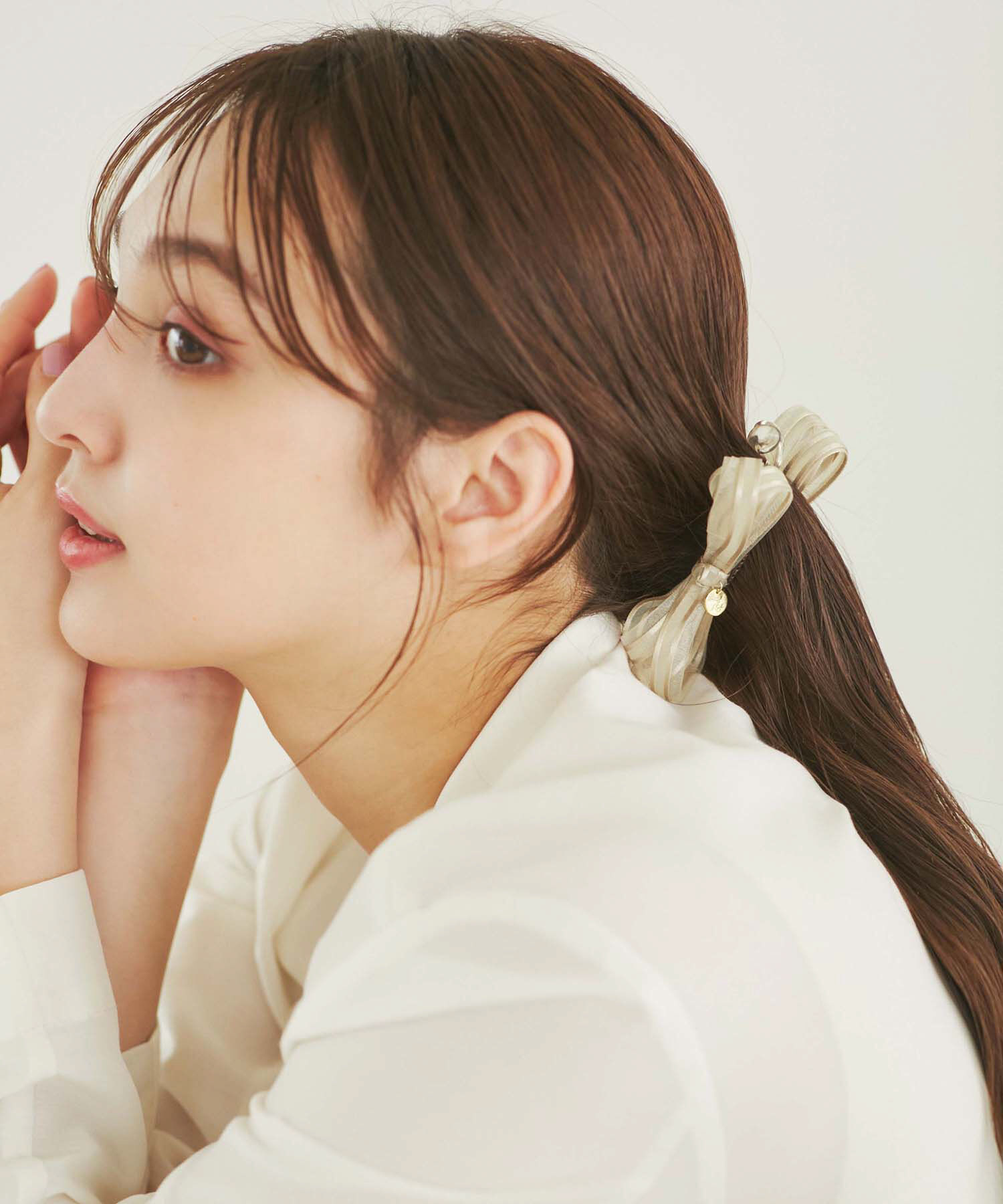 ROPE PICNIC PASSAGE「オーガンジーリボンバナナクリップ」|その他|ベージュ(27)