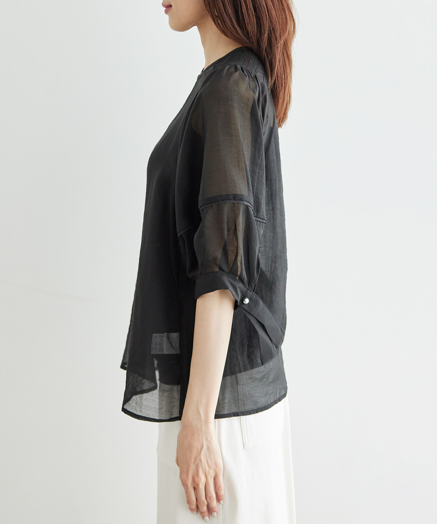 Rope&rsquo;Picnic「【emur/エミュール】シアーフリルカフスブラウス」|シャツ・ブラウス|