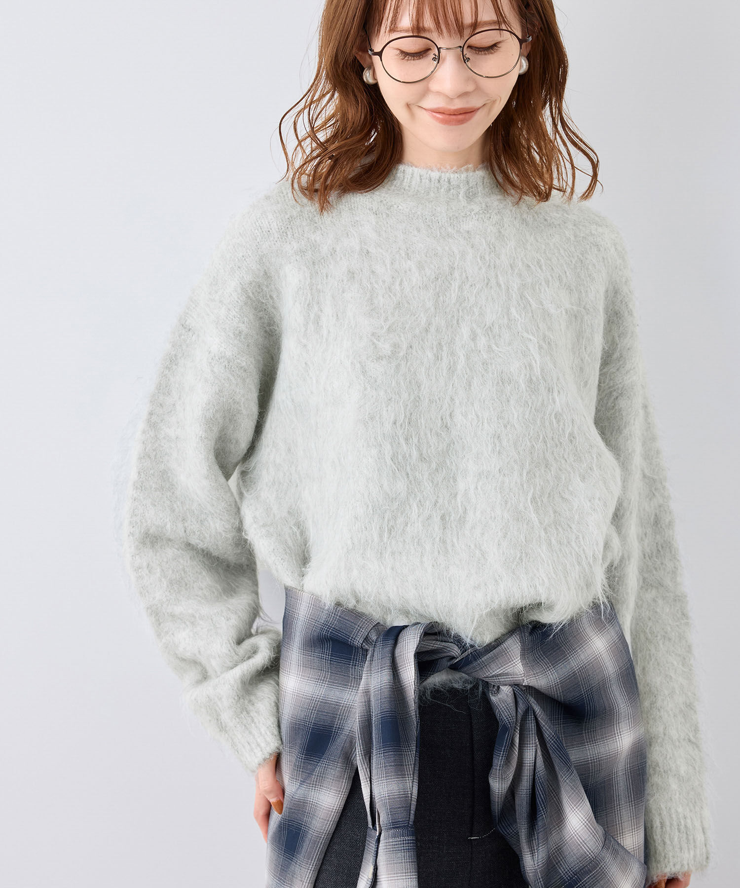 Rope&rsquo;Picnic「長起毛ニットプルオーバー」|ニット・セーター|ライトグレー(08)