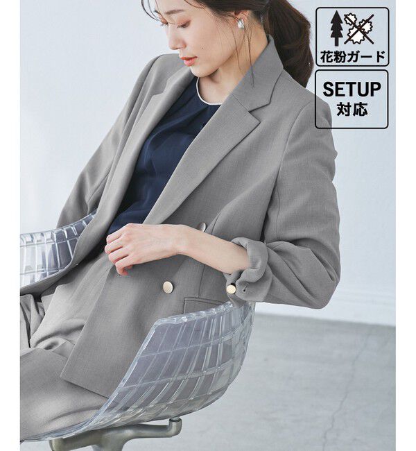 Rope&rsquo;Picnic「【花粉ガード】クリアツイル金ボタンジャケット/セレモニー・通勤対応・セットアップ対応」|テーラードジャケット|チャコール(06)