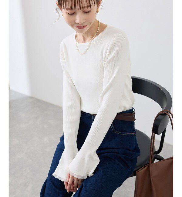 Rope&rsquo;Picnic「袖口フレアシアーニットプルオーバー/洗濯機OK」|ニット・セーター|