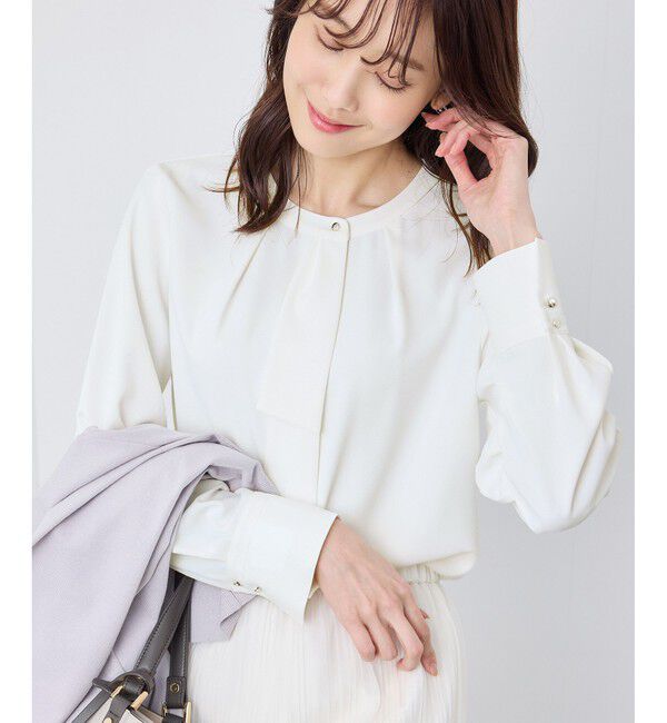 Rope&rsquo;Picnic「ジョーゼット配色ボウタイ風ブラウス/セレモニー・通勤対応」|シャツ・ブラウス|シロメイン