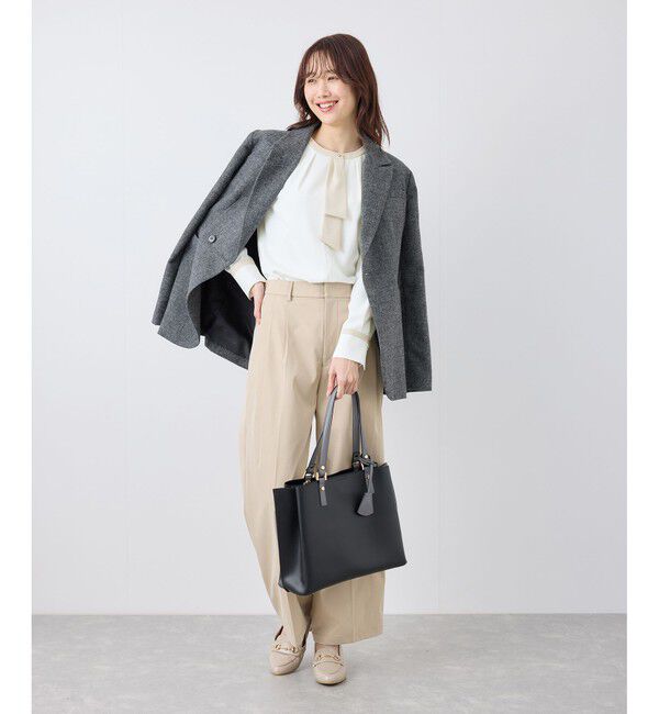 Rope&rsquo;Picnic「ジョーゼット配色ボウタイ風ブラウス/セレモニー・通勤対応」|シャツ・ブラウス|