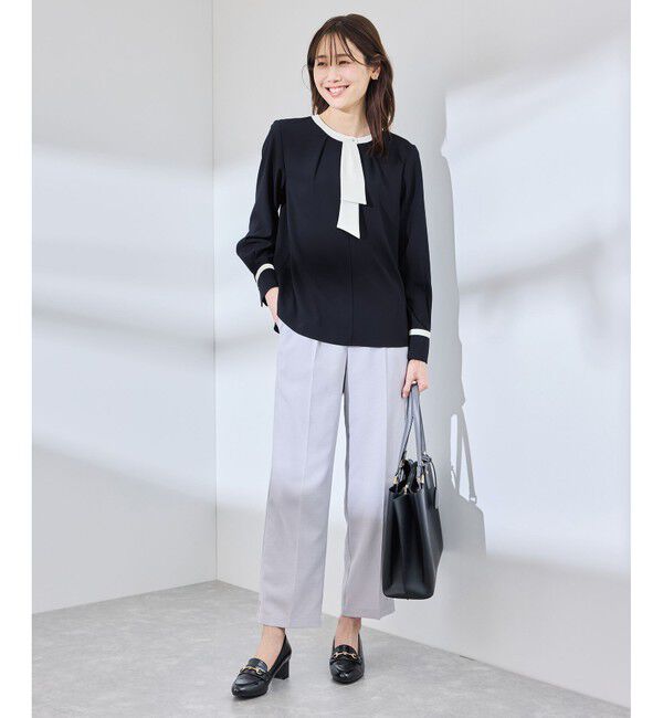 Rope&rsquo;Picnic「ジョーゼット配色ボウタイ風ブラウス/セレモニー・通勤対応」|シャツ・ブラウス|