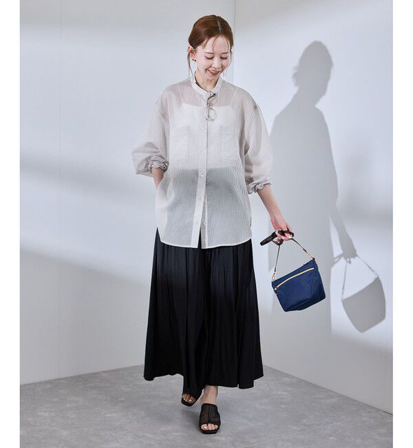 Rope&rsquo;Picnic「着丈が選べるバンドカラーストライプシアーシャツ」|シャツ・ブラウス|