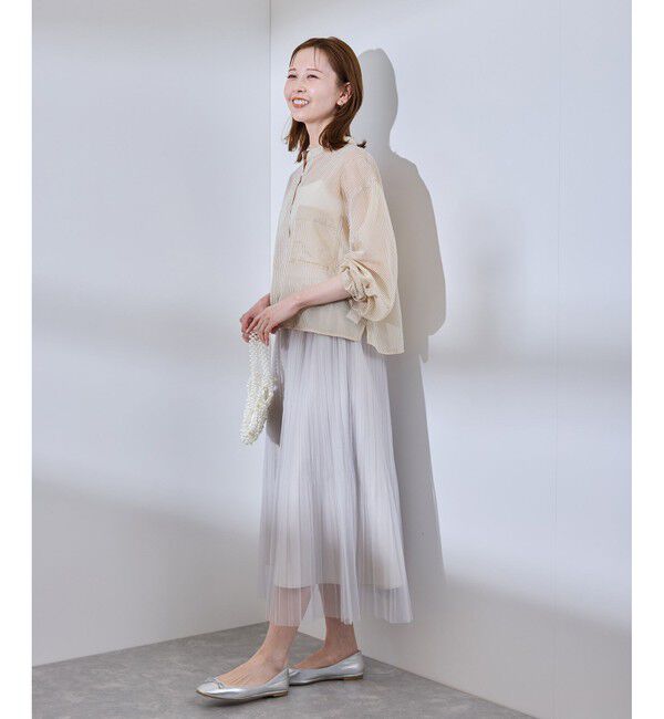 Rope&rsquo;Picnic「着丈が選べるバンドカラーストライプシアーシャツ」|シャツ・ブラウス|