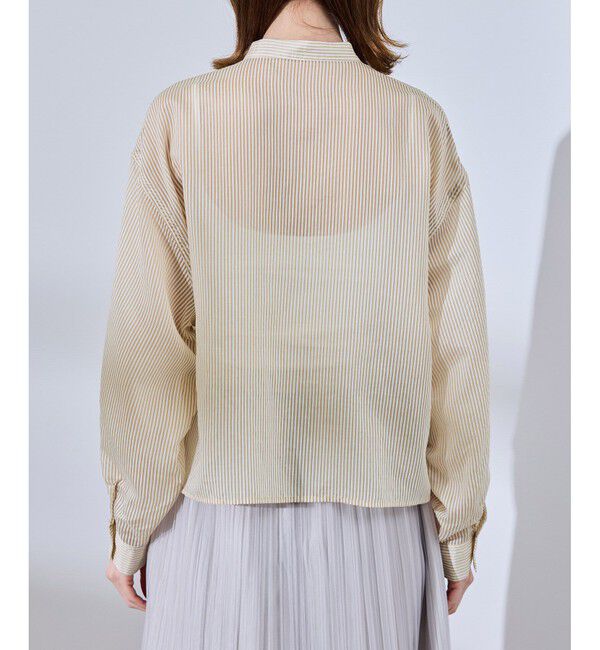 Rope&rsquo;Picnic「着丈が選べるバンドカラーストライプシアーシャツ」|シャツ・ブラウス|