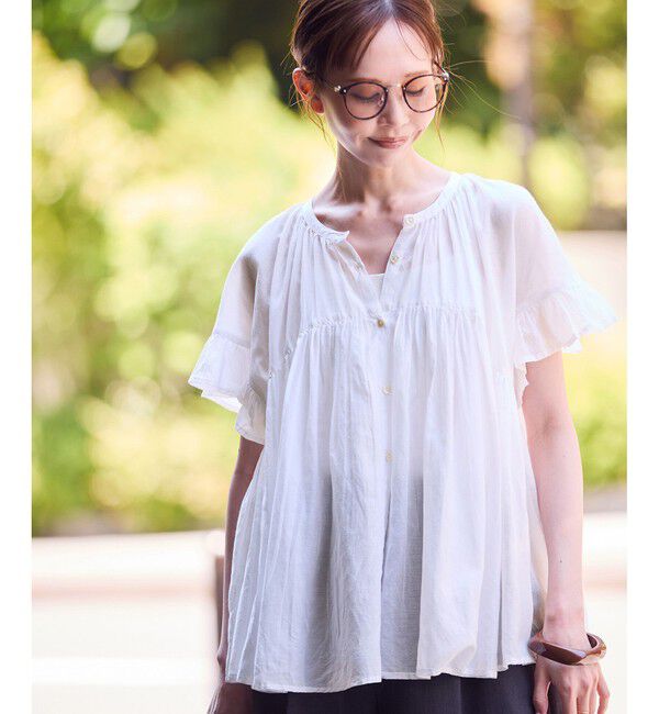 Rope&rsquo;Picnic「コットンボイルギャザーブラウス/リンクコーデ」|シャツ・ブラウス|