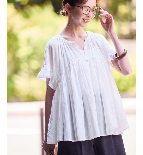 Rope&rsquo;Picnic「コットンボイルギャザーブラウス/リンクコーデ」|シャツ・ブラウス|