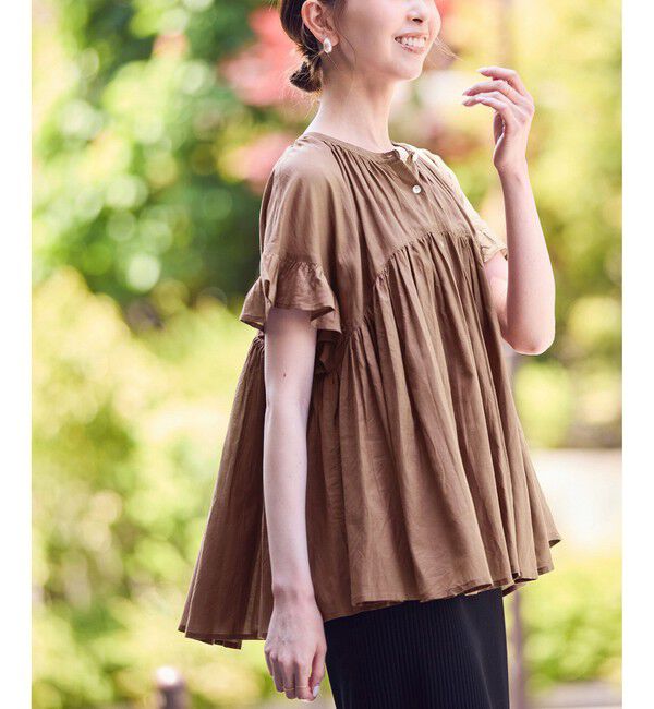Rope&rsquo;Picnic「コットンボイルギャザーブラウス/リンクコーデ」|シャツ・ブラウス|ブラウン系(22)