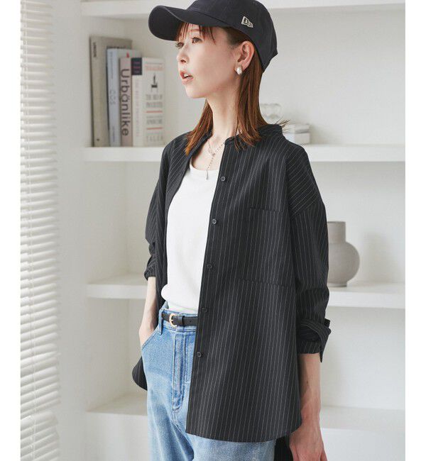 Rope&rsquo;Picnic「バンドカラーラウンドヘムストライプシャツ/セットアップ対応」|シャツ・ブラウス|