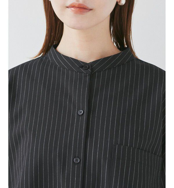 Rope&rsquo;Picnic「バンドカラーラウンドヘムストライプシャツ/セットアップ対応」|シャツ・ブラウス|