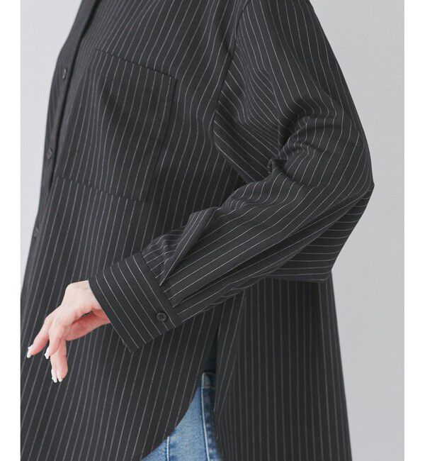 Rope&rsquo;Picnic「バンドカラーラウンドヘムストライプシャツ/セットアップ対応」|シャツ・ブラウス|