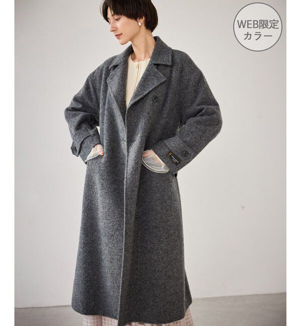 Rope&rsquo;Picnic「JAPAN FABRIC スタンドカラーロングコート/一部WEB限定カラー」|チェスターコート|グレー(07)