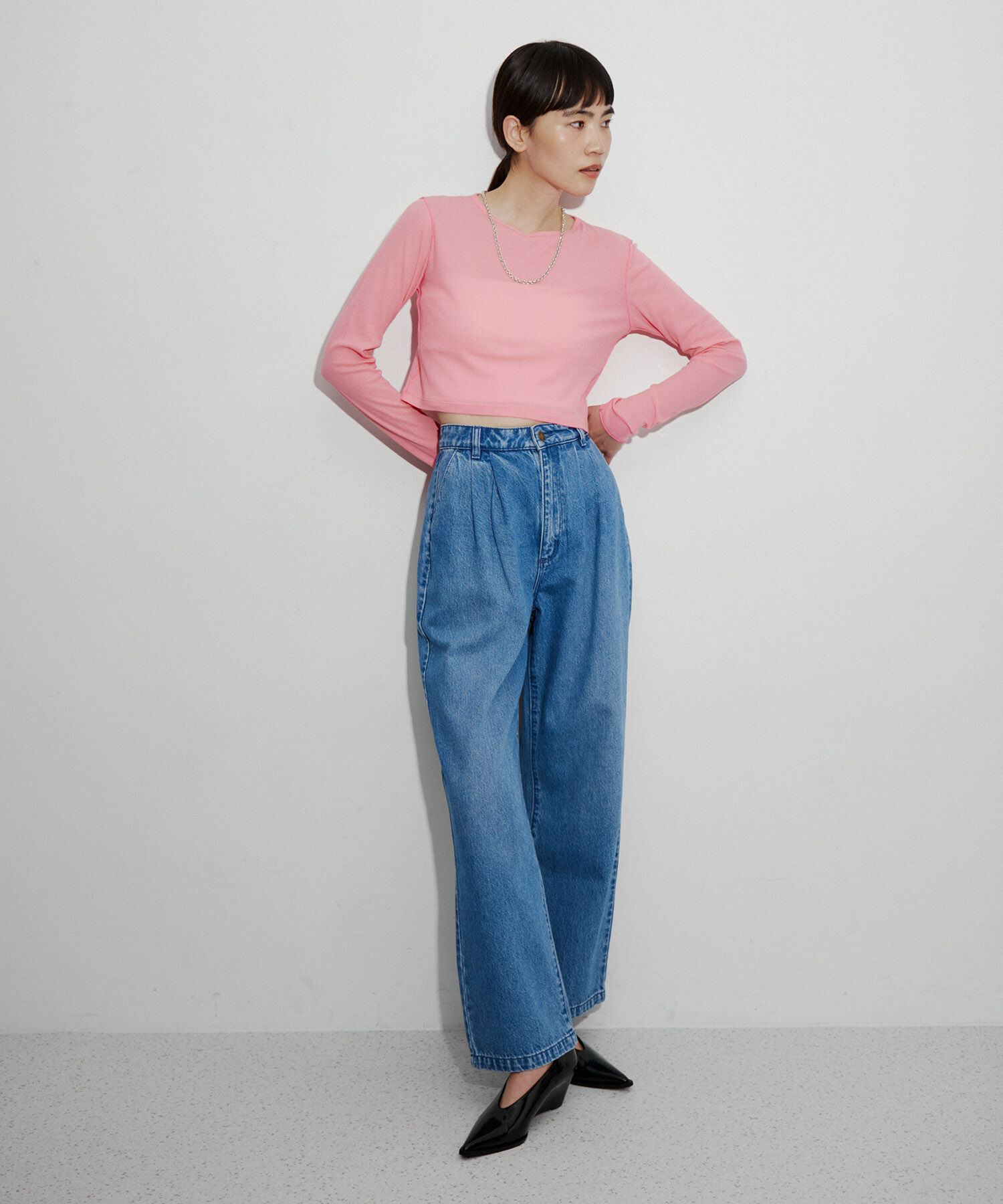 ADAM ET ROPE'「追撚シアーテレコクロップドプルオーバー」|Tシャツ・カットソー|