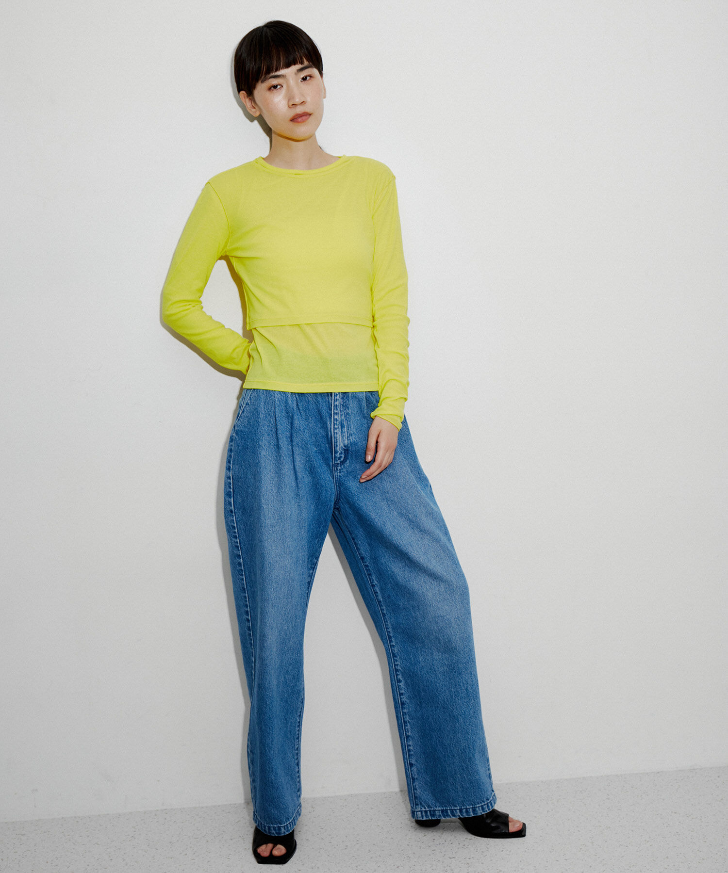 ADAM ET ROPE'「追撚シアーテレコクロップドプルオーバー」|Tシャツ・カットソー|