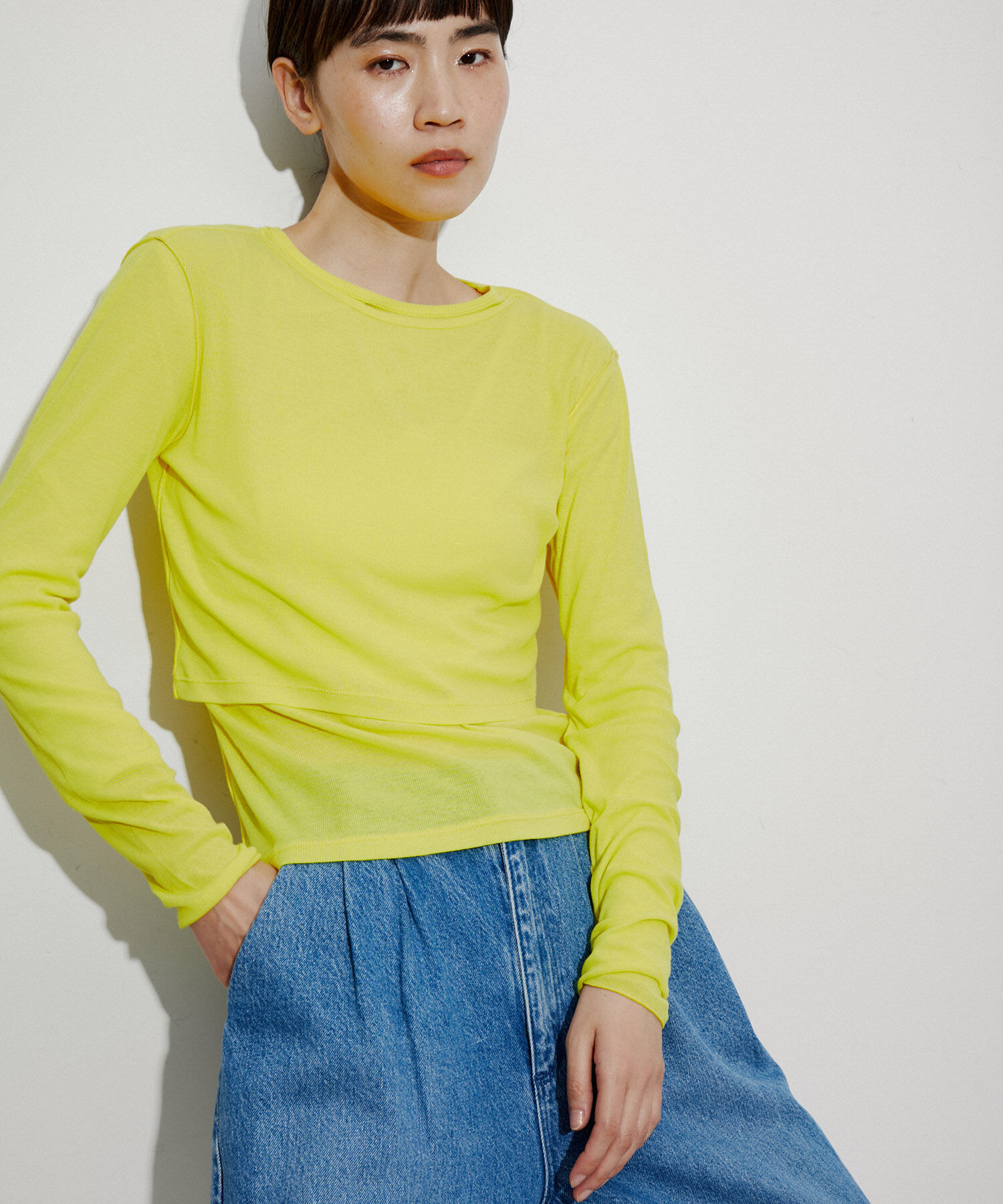 ADAM ET ROPE'「追撚シアーテレコクロップドプルオーバー」|Tシャツ・カットソー|