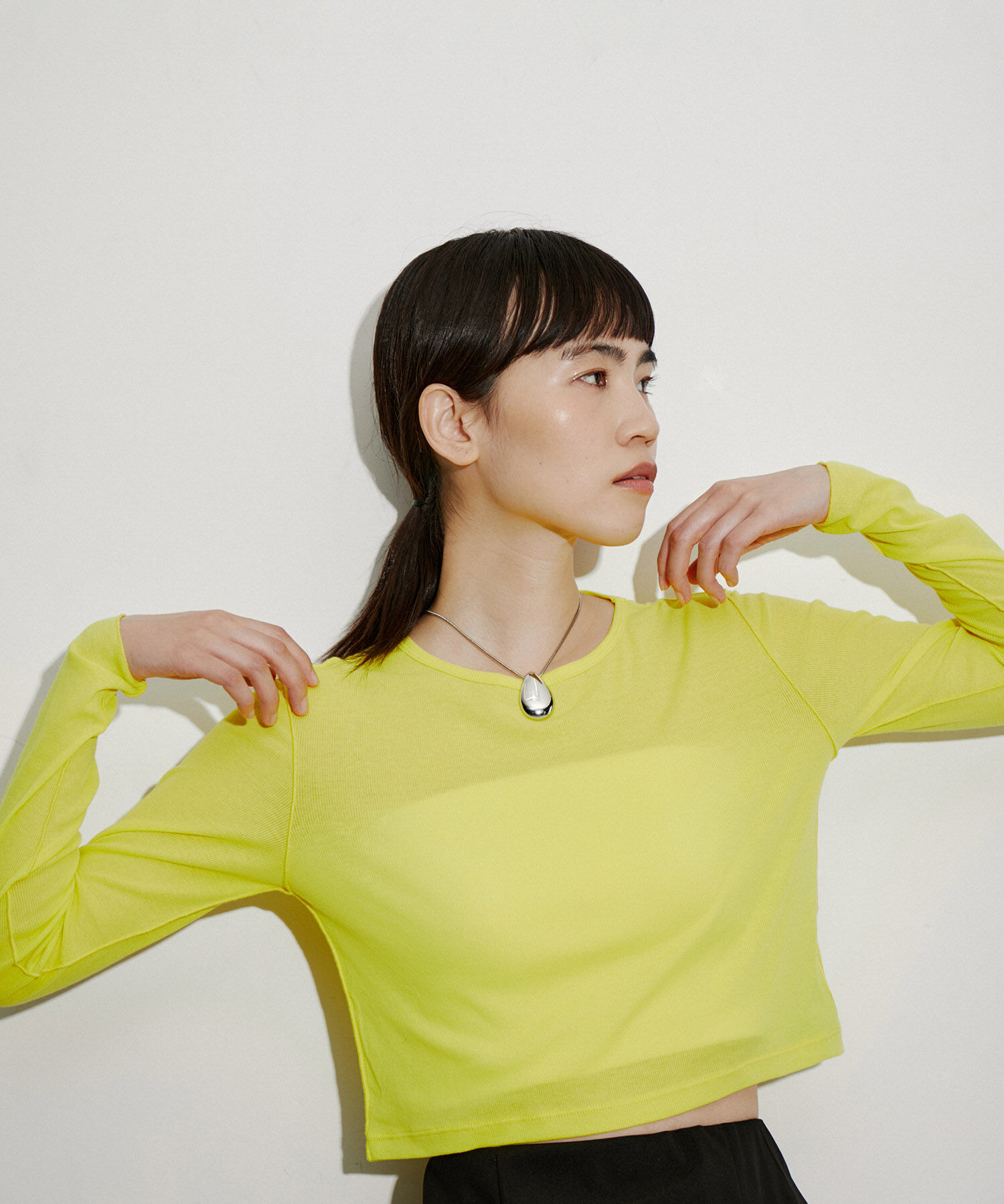 ADAM ET ROPE'「追撚シアーテレコクロップドプルオーバー」|Tシャツ・カットソー|イエロー(80)