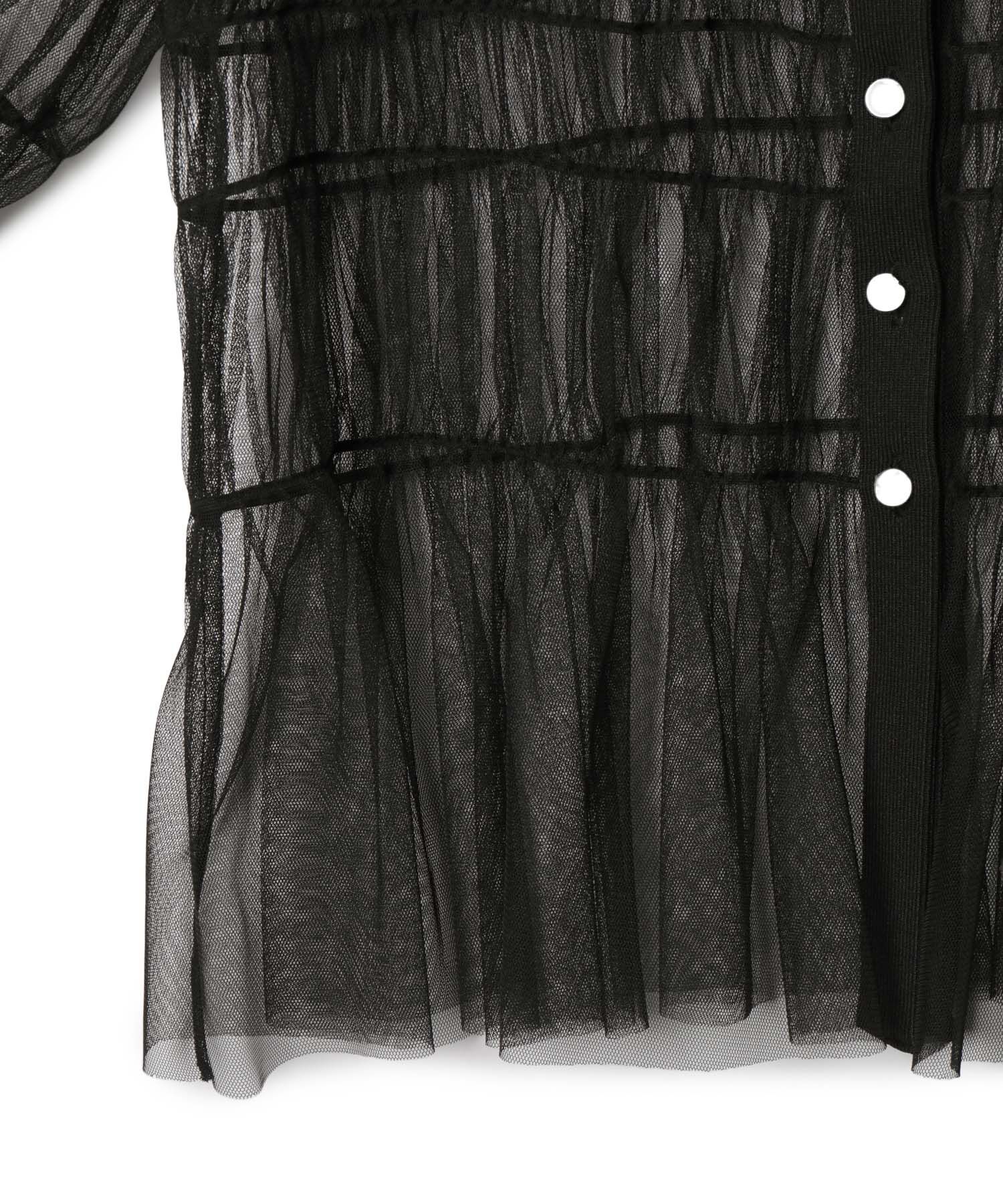 ADAM ET ROPE'「【WEB限定】ギャザーチュールカーディガン」|カーディガン|