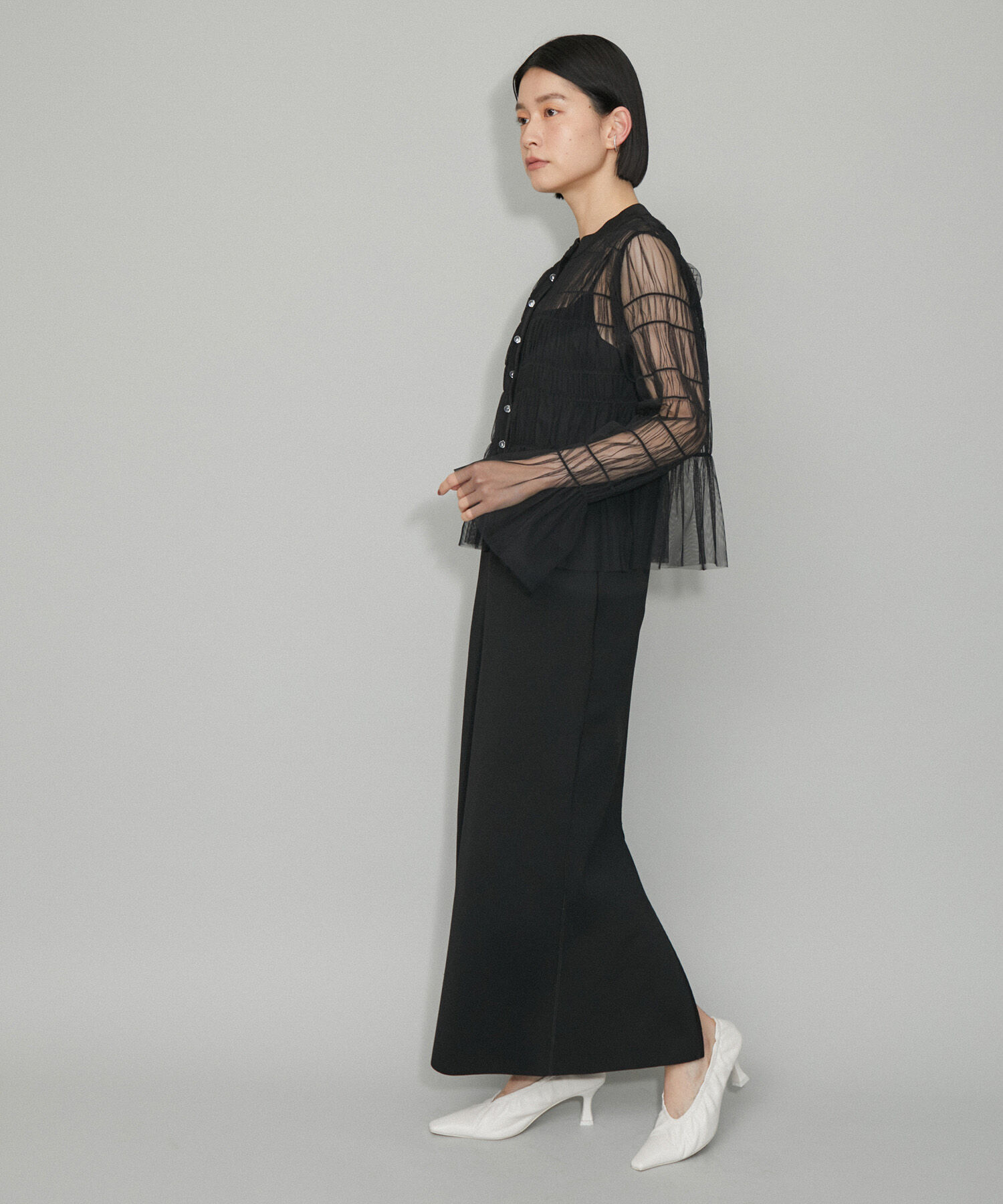 ADAM ET ROPE'「【WEB限定】ギャザーチュールカーディガン」|カーディガン|