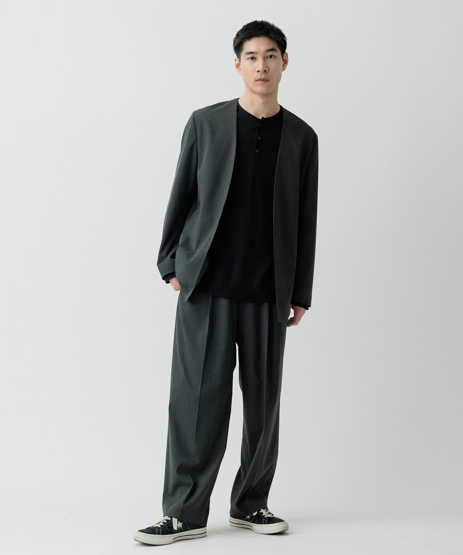 ADAM ET ROPE'「【Chambrer】ノーカラー イージー ジャケット / シーズンレス / セットアップ対応」|ノーカラージャケット|