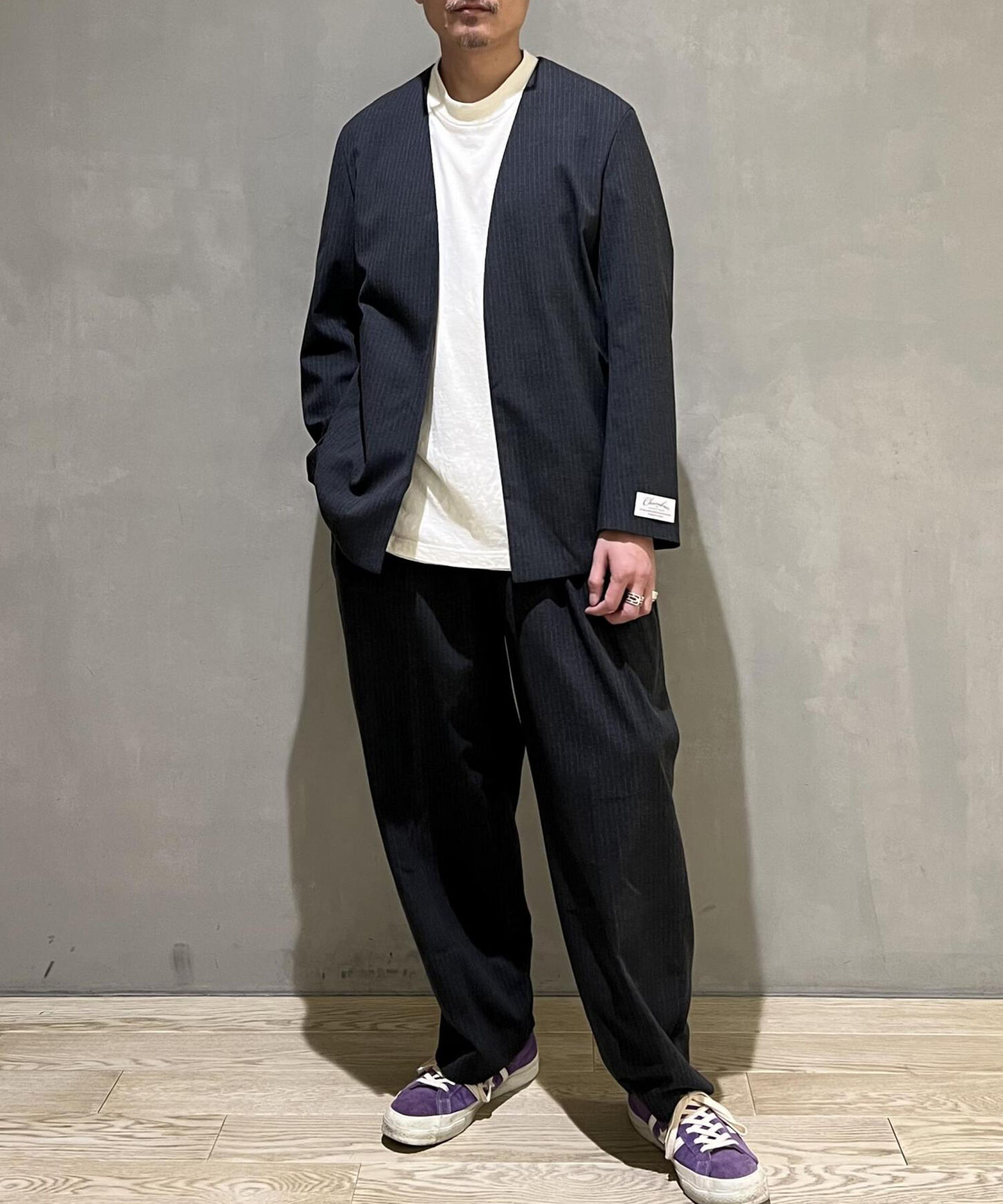 ADAM ET ROPE'「【Chambrer】ノーカラー イージー ジャケット / シーズンレス / セットアップ対応」|ノーカラージャケット|