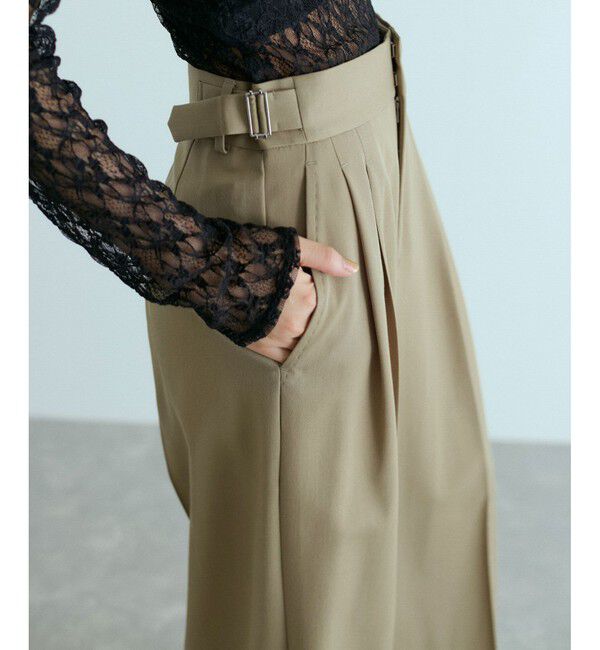 ADAM ET ROPE'「【防シワ】・【消臭】・【洗える】ウールギャバ2タックワイドスラックス」|スラックス|