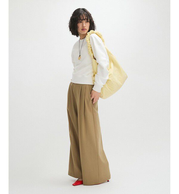 ADAM ET ROPE'「【防シワ】・【消臭】・【洗える】ウールギャバ2タックワイドスラックス」|スラックス|