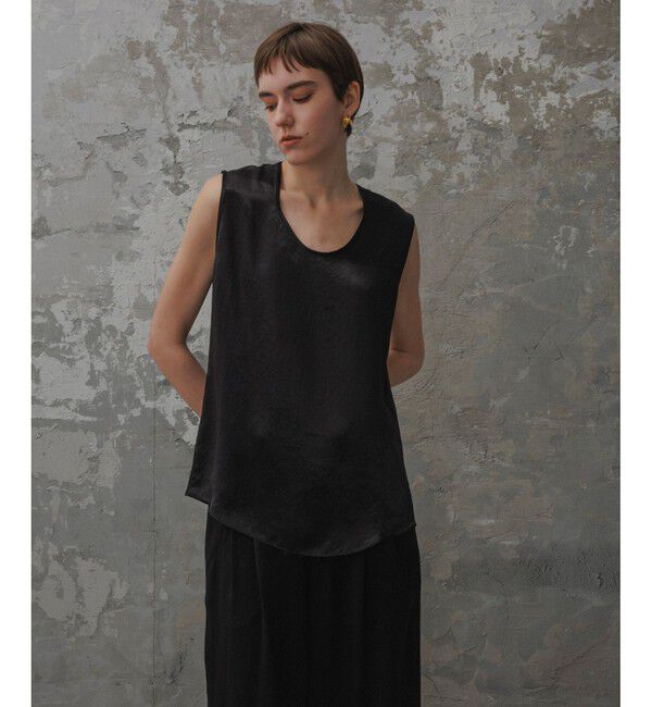 ADAM ET ROPE'「【EMOELLE】サテンタンクトップブラウス」|シャツ・ブラウス|ブラック(01)