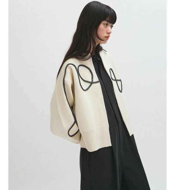 ADAM ET ROPE'「【サステナブル】ラインアートカーディガン」|カーディガン|