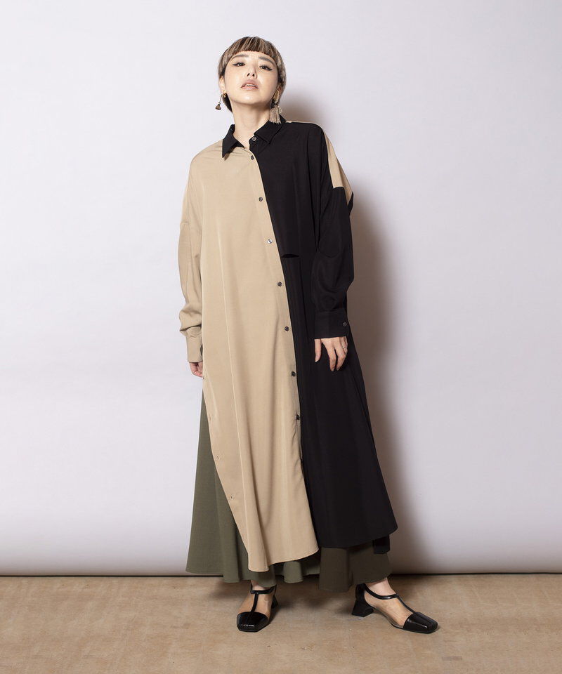  「2WAYアシンメトリーシャツワンピース」|ワンピース|