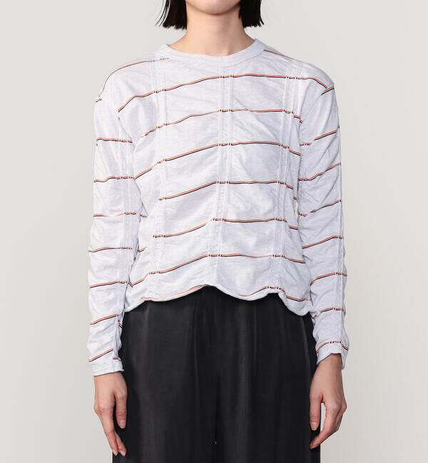  「MEYAME | コットン ボーダー長袖Tプルオーバー WOMEN」|Tシャツ・カットソー|