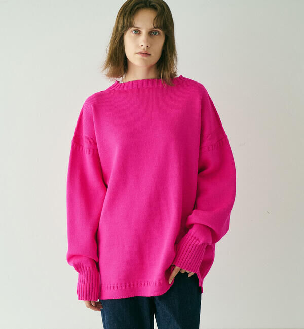  「Le Tricoteur | トラディショナル ウールガンジーセーター NEON UNISEX」|ニット・セーター|PINK