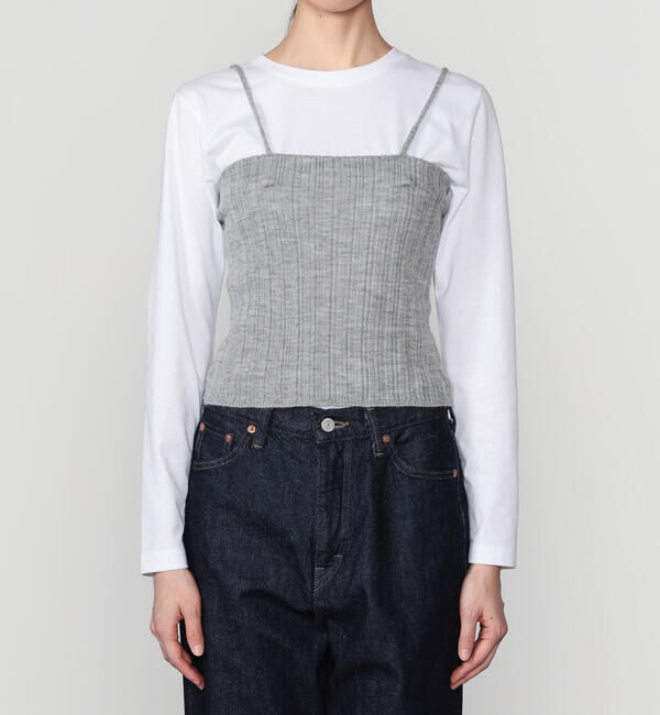 UNFIL「UNFIL | ロイヤルベビーアルパカ ランダムリブキャミソール WOMEN」|ニット・セーター|