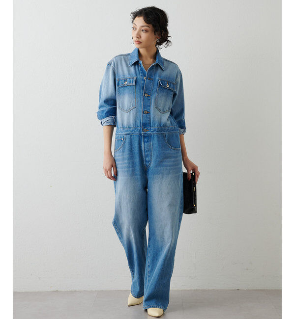  「デニムジャンプスーツ」|ワンピース|ブルー
