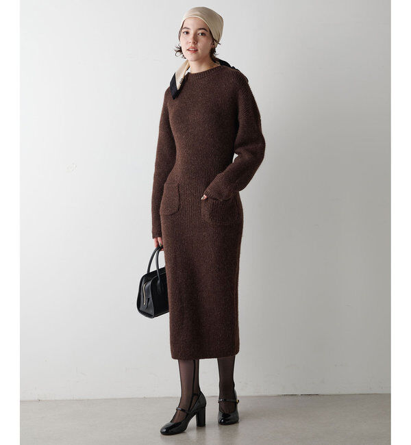  「片畔ワンピース」|ワンピース|ブラウン