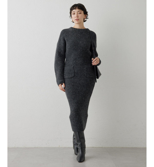  「片畔ワンピース」|ワンピース|チャコールグレー