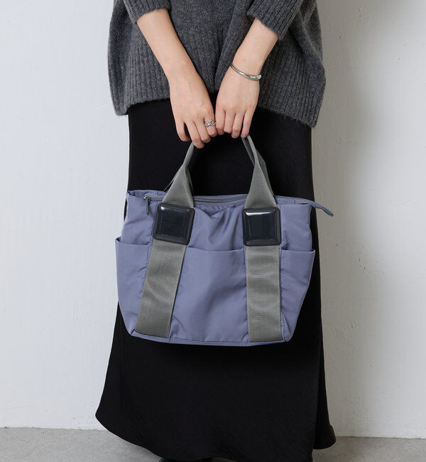  「【ポケット７個/ショルダー付/A4対応】スクエア樹脂パーツトートバッグ M」|トートバッグ|