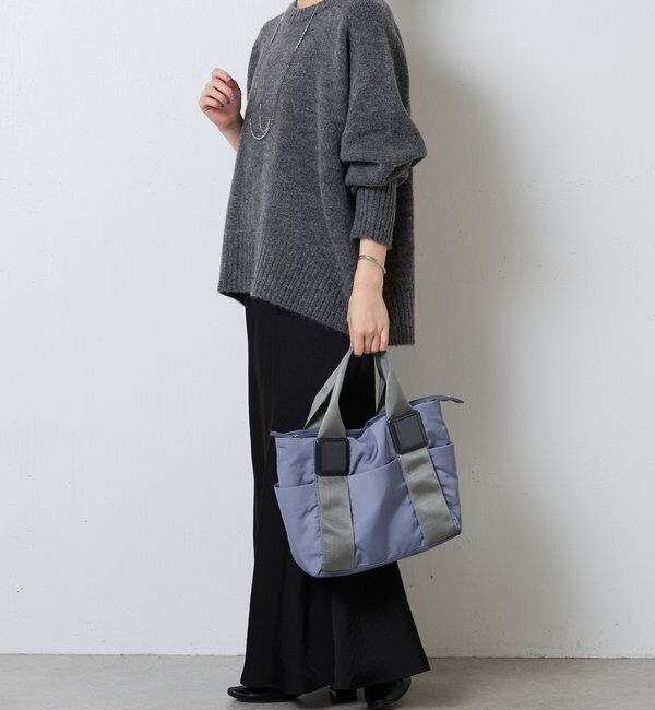  「【ポケット７個/ショルダー付/A4対応】スクエア樹脂パーツトートバッグ M」|トートバッグ|