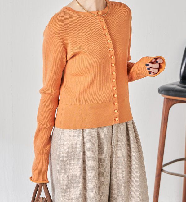  「ラインボタンコンパクトカーディガン」|ニット・セーター|