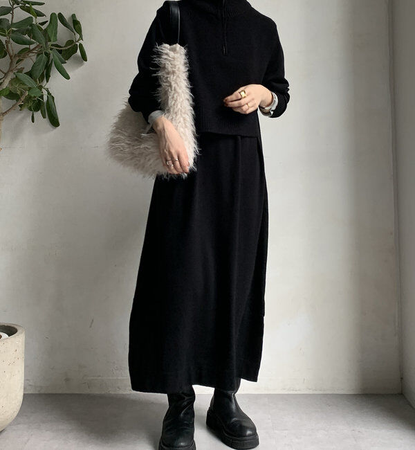  「【WEB限定】 ハーフジップベスト＋ニットワンピースSET」|スーツ|