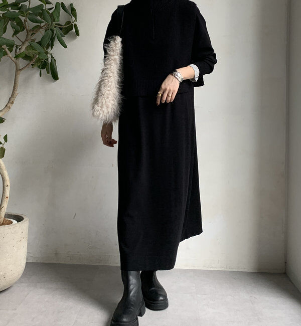  「【WEB限定】 ハーフジップベスト＋ニットワンピースSET」|スーツ|