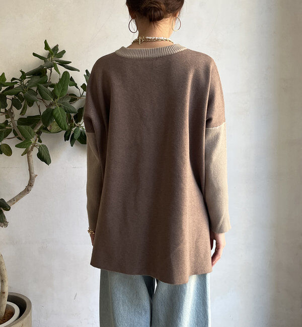  「【WEB限定】ロゴドルマンスリーブ配色ニット」|ニット・セーター|