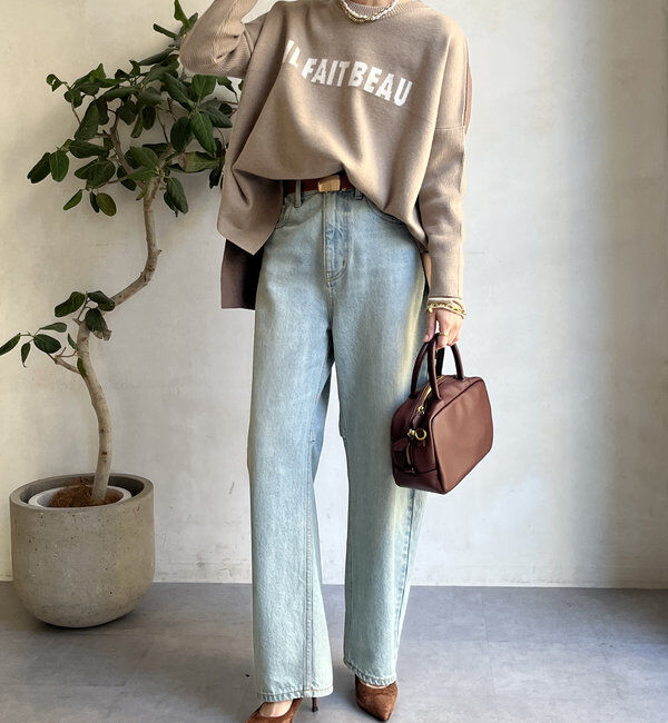  「【WEB限定】ロゴドルマンスリーブ配色ニット」|ニット・セーター|