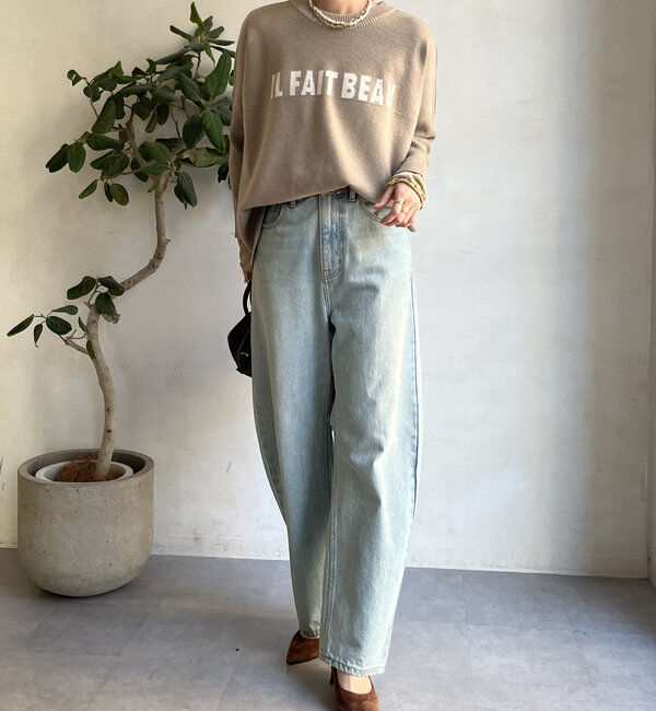  「【WEB限定】ロゴドルマンスリーブ配色ニット」|ニット・セーター|