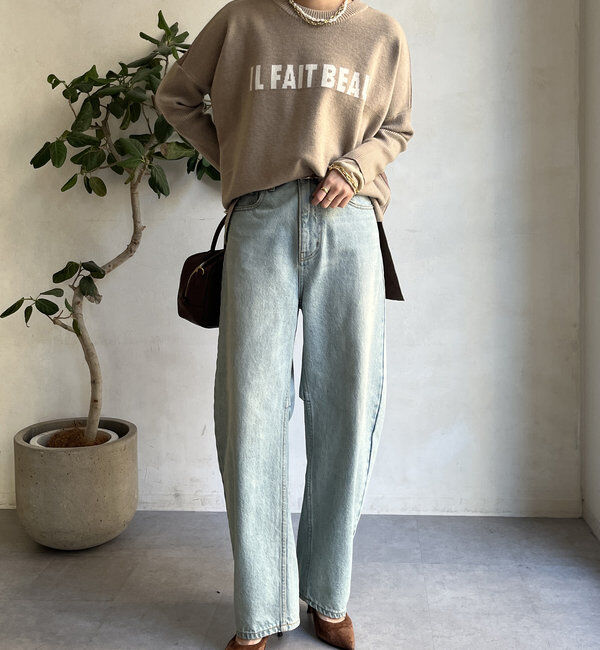  「【WEB限定】ロゴドルマンスリーブ配色ニット」|ニット・セーター|