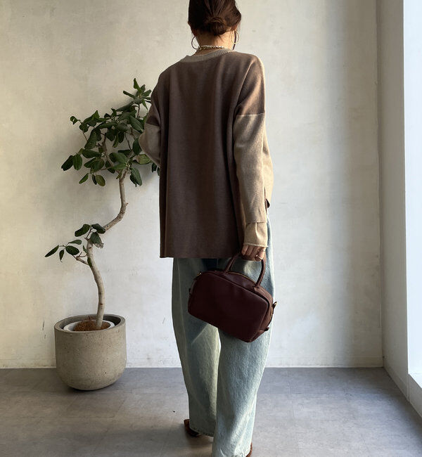  「【WEB限定】ロゴドルマンスリーブ配色ニット」|ニット・セーター|