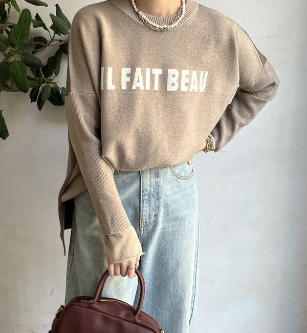  「【WEB限定】ロゴドルマンスリーブ配色ニット」|ニット・セーター|