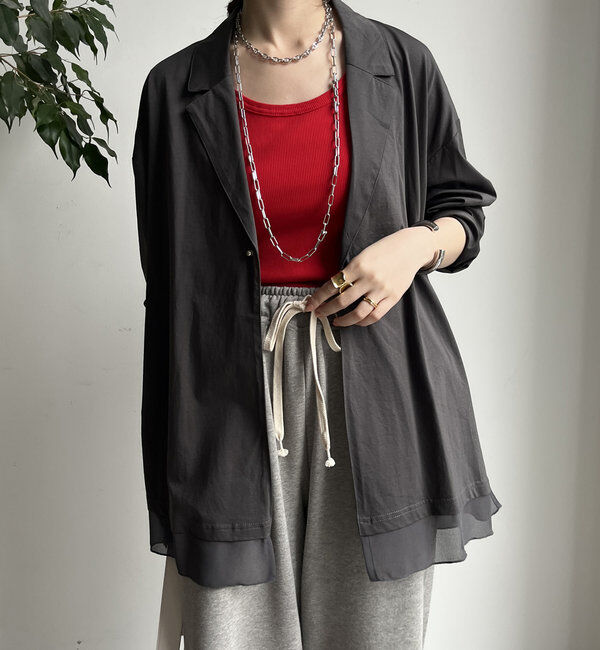  「【WEB限定】 ジョーゼット切替ジャケット」|テーラードジャケット|